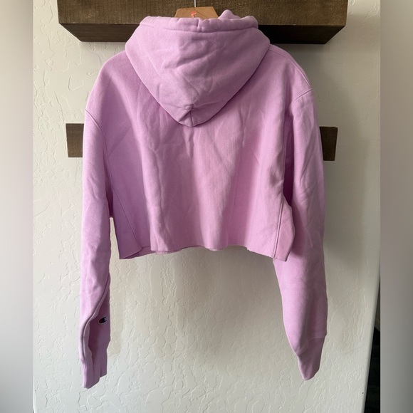 Champion|Light Pink cropped hoodie sweater,small logo•••Size LARGE, athleisure - Picture 5 of 13